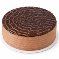 Chocolate Banana cake with chocolate glaze and a caramel pattern